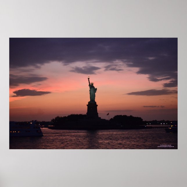 Poster de Lady Liberty au coucher du soleil (Devant)