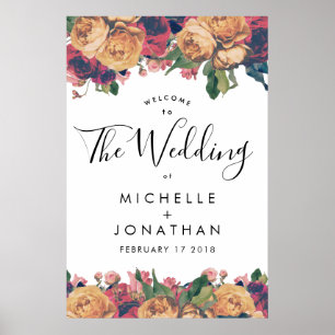 Poster de l'Affiche de bienvenue de mariage antiqu