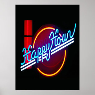 Poster de l'affiche de l'heure heureuse du néon