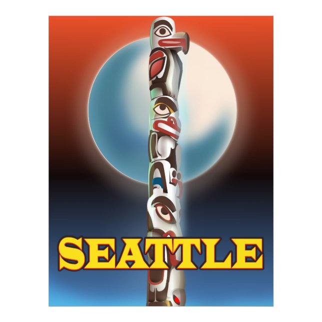 Poster de l'affiche de voyage du Totem de Seattle (Devant)