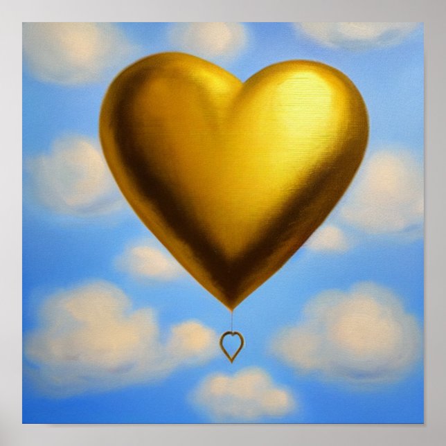 Poster de l'affiche Gold Heart Balloon in the Sky (Devant)