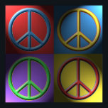 Poster de l'affiche Pop Art Peace<br><div class="desc">Soyez super et faites la promotion de la paix avec cette affiche Pop Art Peace avec quatre signes de paix colorés dans des couleurs amusantes et funky dans le style hippie. Cliquez sur l'une des icônes d'affiche ci-dessous pour voir cette affiche en format plus grand.</div>
