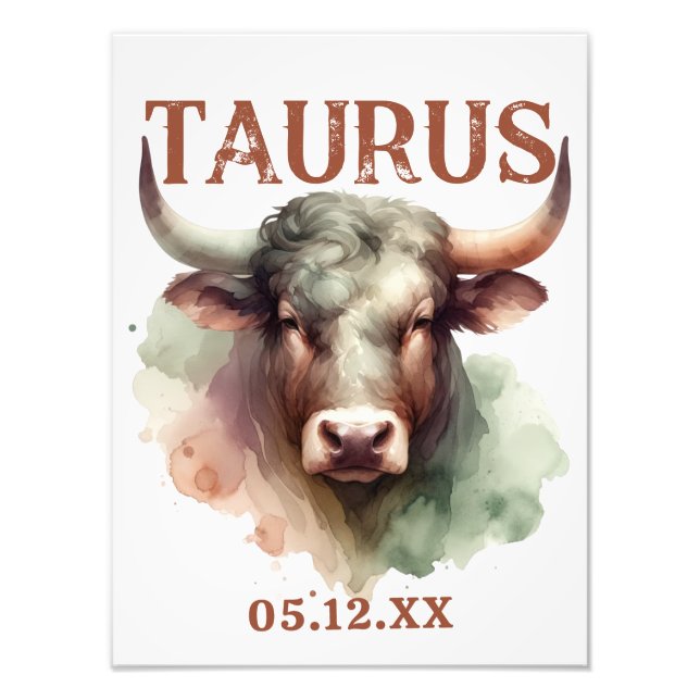 Poster de l'affiche Taurus Watercolor Bull Zodiac (Devant)