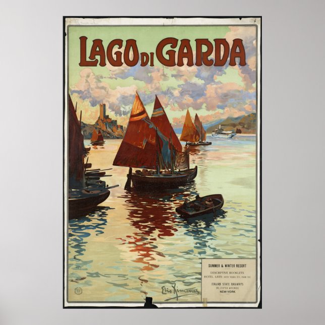 Poster de Lago di Garda Vintage voyage et rétro Im (Devant)