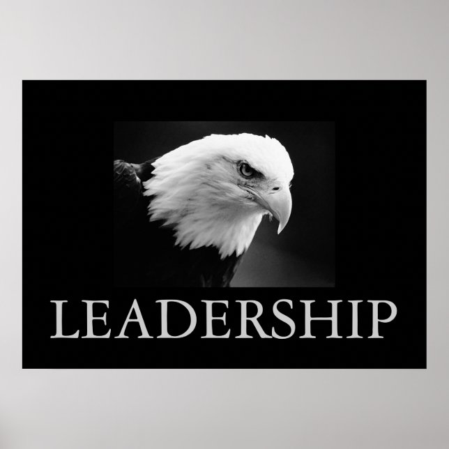 Poster de l'aigle de leadership motivationnel noir (Devant)