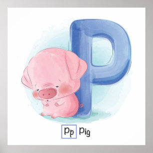 Poster de l'alphabet animal mignon