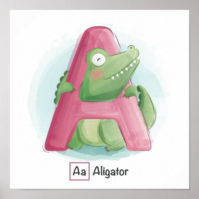 Poster de l'alphabet animal mignon (Devant)