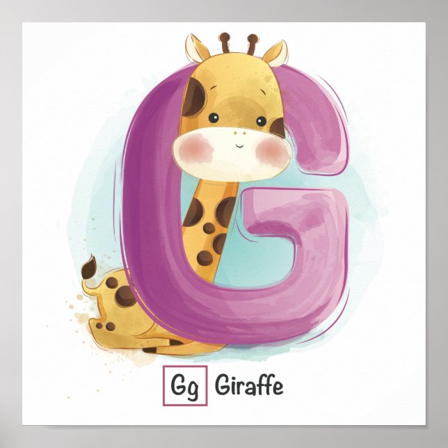 Poster de l'alphabet animal mignon (Devant)