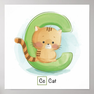 Poster de l'alphabet animal mignon