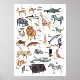 Poster de l'alphabet animal pour enfants