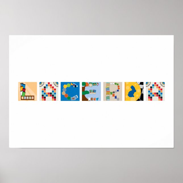 Poster de l'alphabet de jeu de la carte à 7 lettre (Devant)