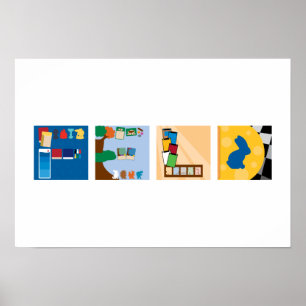 Poster de l'alphabet de jeu de la carte de nom à 4