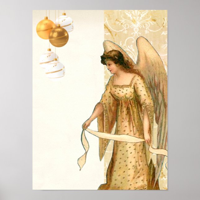Poster de l'ange et des ornements de Noël (Devant)