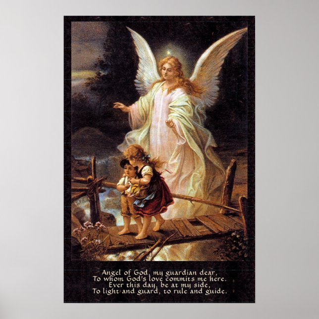 Poster de l'Ange Gardien, Enfants, Pont et Poème (Devant)