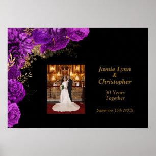 Poster de l'anniversaire du Mariage Floral Purple