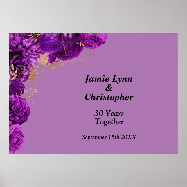 Poster de l'anniversaire du Mariage Floral Purple (Devant)