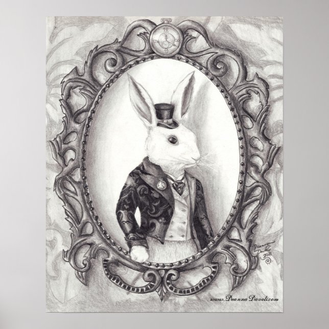 Poster de lapin blanc Rabbit blanc Art Wonderland (Devant)
