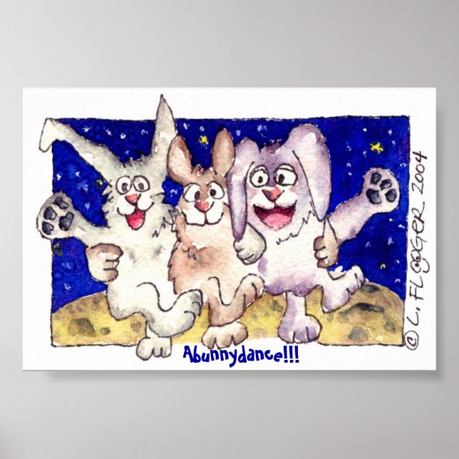 Poster de lapins de lune de caricature mignonne Im (Devant)