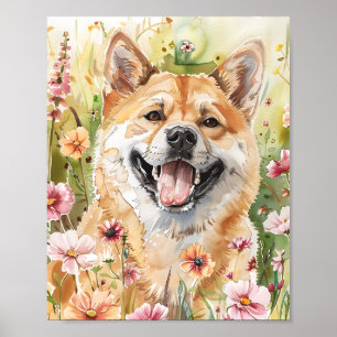 Poster de l'aquarelle Akita Dog - Joli moulin d'ar