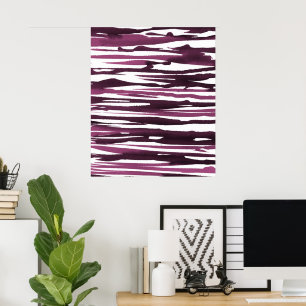 Poster de l'aquarelle Berry Abstrait Stripes