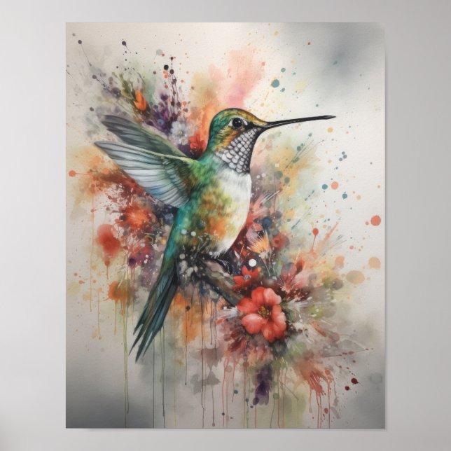 Poster de l'Aquarelle de colibri (Devant)