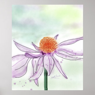 Poster de l'aquarelle de la fleur de cône