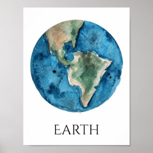 Poster de l'aquarelle planète Terre