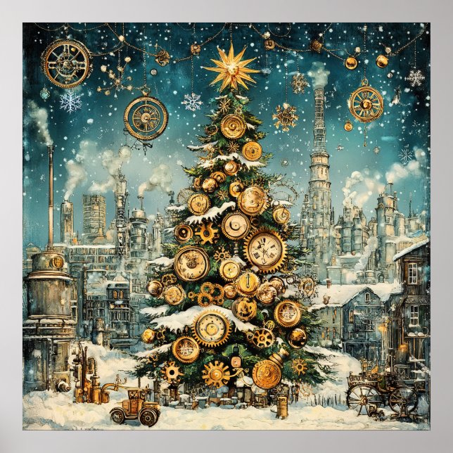 Poster de l'arbre de Noël Steampunk (Devant)
