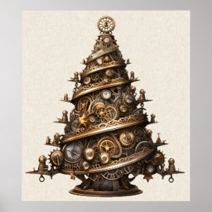 Poster de l'arbre de Noël Steampunk