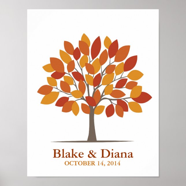 Poster de l'arbre de signature du mariage - Automn (Devant)