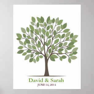 Poster de l'arbre de signature du mariage - Vert n