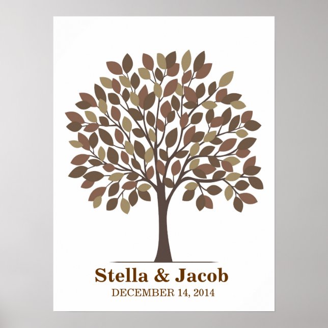 Poster de l'arbre de signature mariage - Brown nat (Devant)