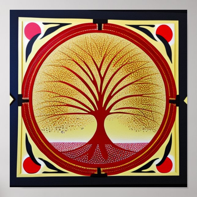 Poster de l'Arbre de Vie en Rouge (Devant)