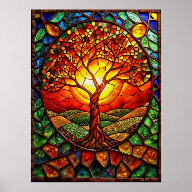 Poster De L'Arbre De Vie En Verre Tiré (Devant)