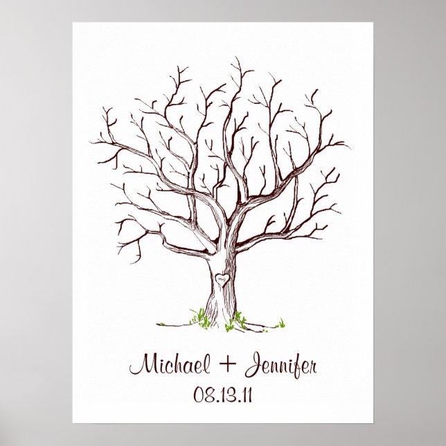 Poster de l'arbre d'empreintes digitales mariage ( (Devant)