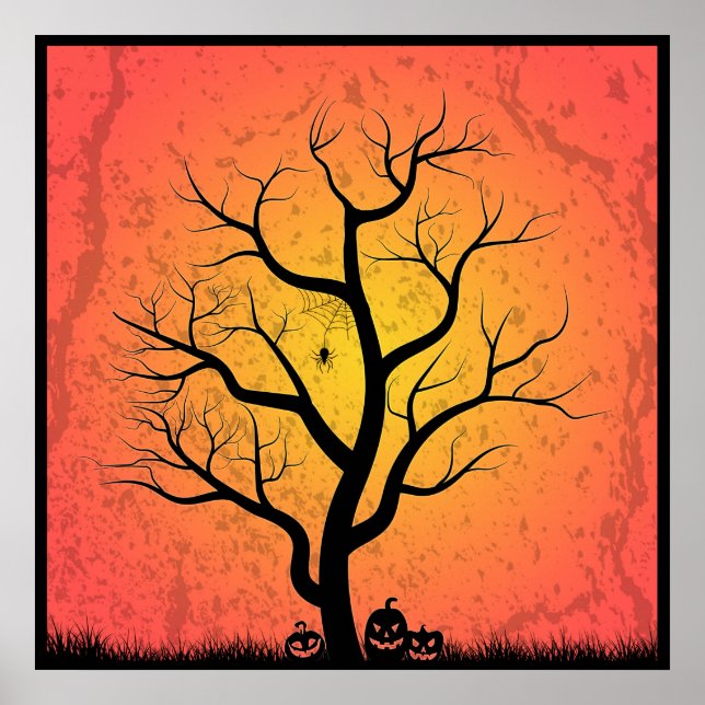 Poster de l'arbre d'Halloween éffrayant (Devant)