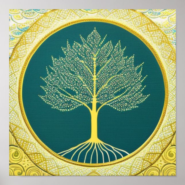Poster de l'Arbre Jaune du Cercle de Vie (Devant)