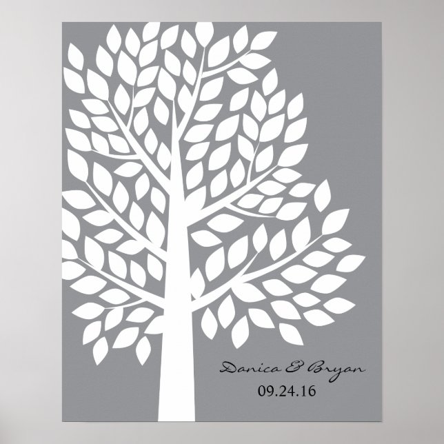 Poster de l'arbre mariage - Gris (Devant)