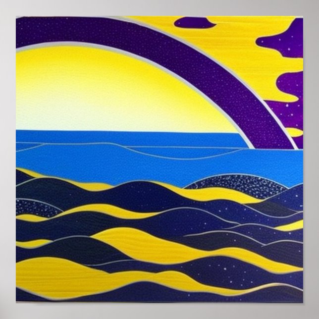 Poster de l'arc-en-ciel violet en mer (Devant)