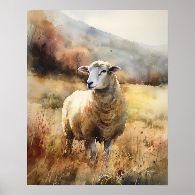 Poster de l'art animal de la ferme de mouton (Devant)