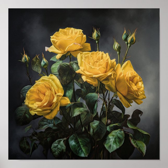 Poster de l'art des Roses Jaunes (Devant)