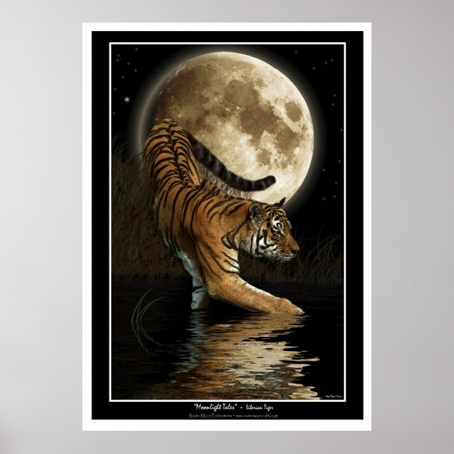 Poster de l'art faunique du Tigre et de la Lune du (Devant)