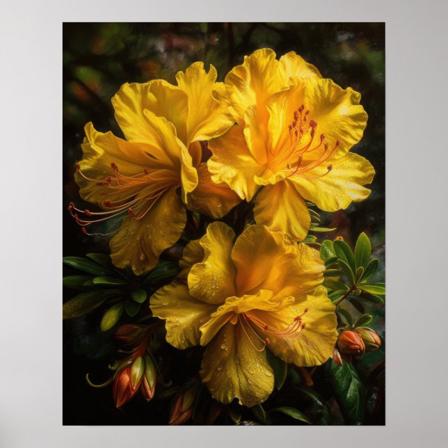 Poster de l'Art Jaune Azalea Fleurs (Devant)