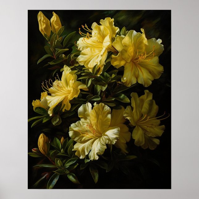 Poster de l'Art Jaune Azalea Fleurs (Devant)