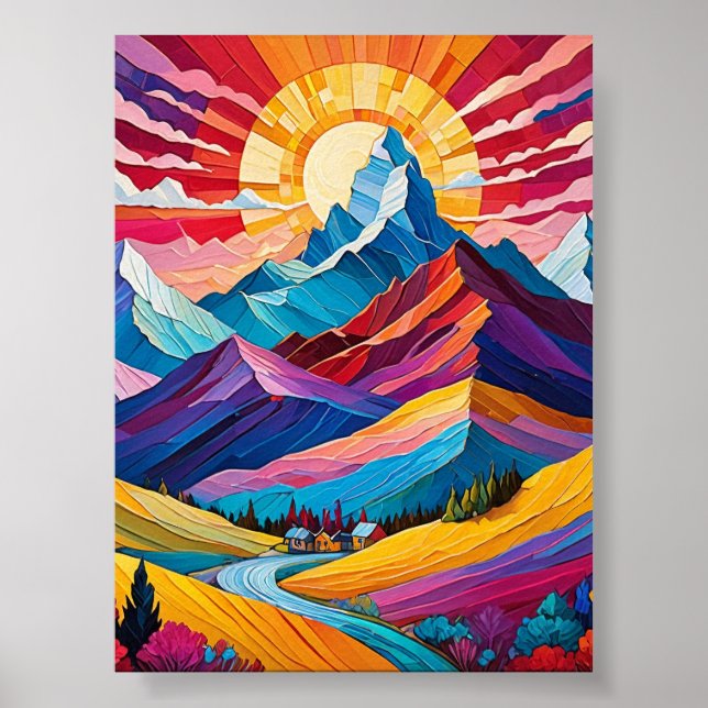 Poster de l'art paysager Vibrant Mountain Sunrise (Devant)