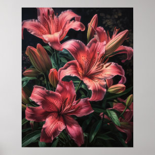 Poster de l'art Pink Lily Flowers