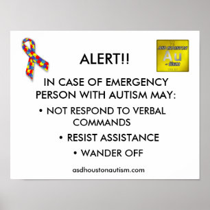 Poster de l'Autisme ASD Houston "ALERT"
