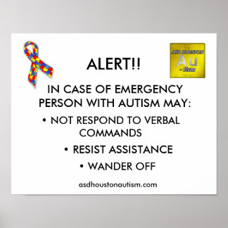Poster de l'Autisme ASD Houston "ALERT"
