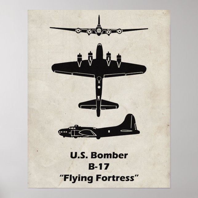 Poster de l'avion de la forteresse de vol B-17 (Devant)