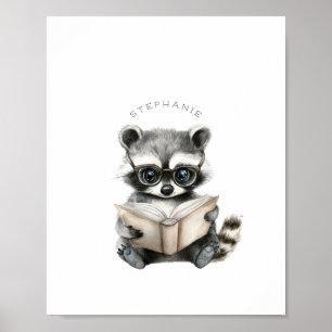 Poster de lecture Cute Raccoon Print